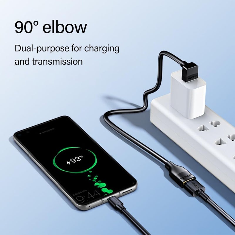 90 Degree Angled USB 3.0 Extension Cable Down Bend Space Saving Design 0.3m Black - Image 3